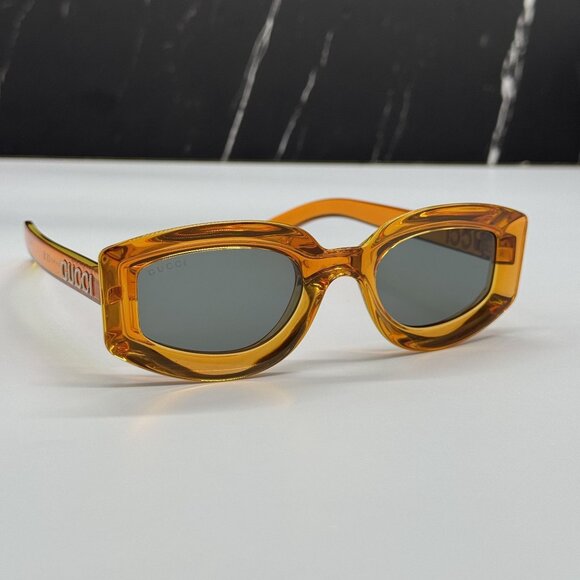 NEW GUCCI SUNGLASSES GG1719S 005 ORANGE GRAY EYEWEAR - Picture 3 of 10